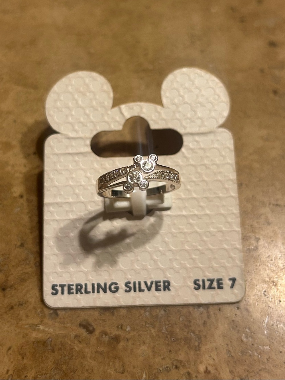 Disney Parks Sterling Silver Mickey Mouse Clear CZ Band Ring 7